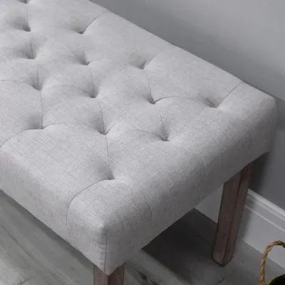 Simple Tufted Upholstered Ottoman Accent Bench with Soft Comfortable Cushion