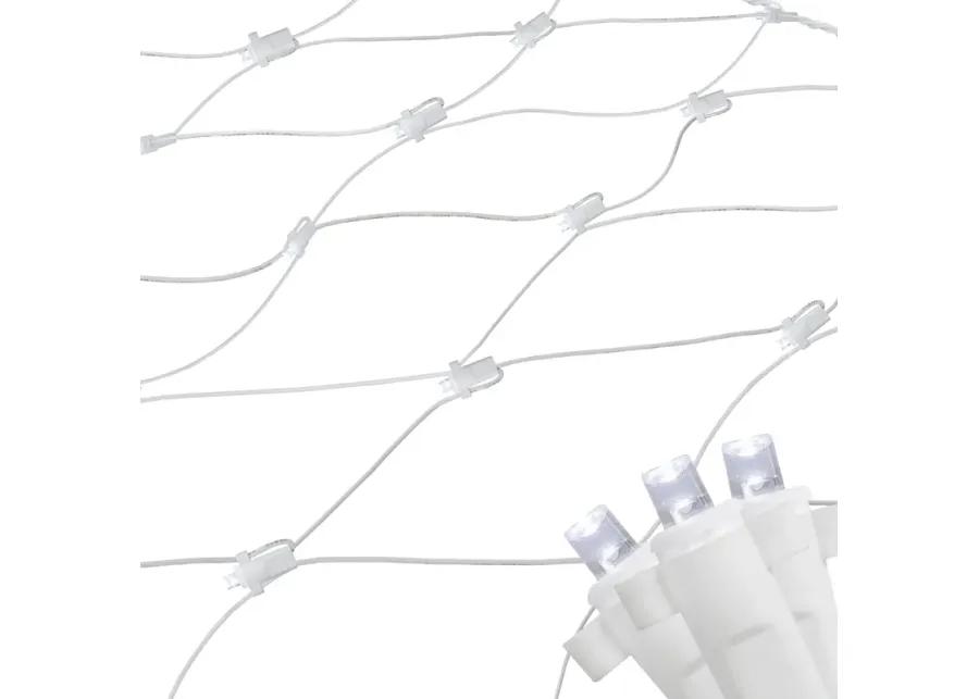 4' x 6' Pure White LED Wide Angle Net Style Christmas Lights  White Wire