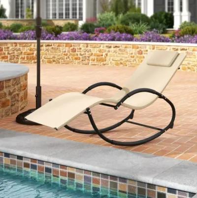 Hivvago Outdoor Rocking Lounge Chair with Removable Headrest