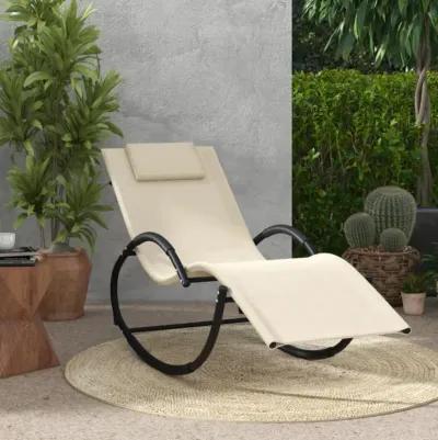 Hivvago Outdoor Rocking Lounge Chair with Removable Headrest