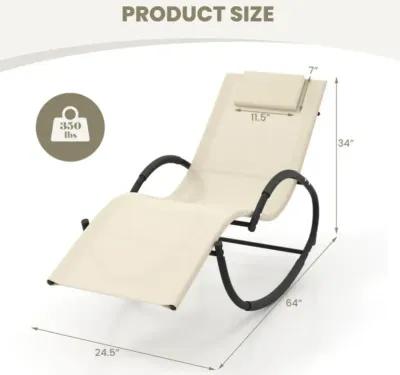 Hivvago Outdoor Rocking Lounge Chair with Removable Headrest