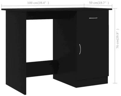 vidaXL Desk Black 39.4"x19.7"x29.9" Chipboard, 801081