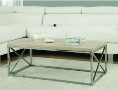 Hivvago Contemporary Chrome Metal Coffee Table with Natural Finish Wood Top