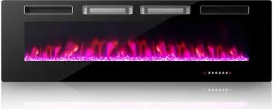 Ultra-Thin Electric Fireplace with Decorative Crystal Display