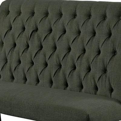 Button Tufted Fabric Upholstered Wooden Love Seat Bench, Beige and Black-Benzara