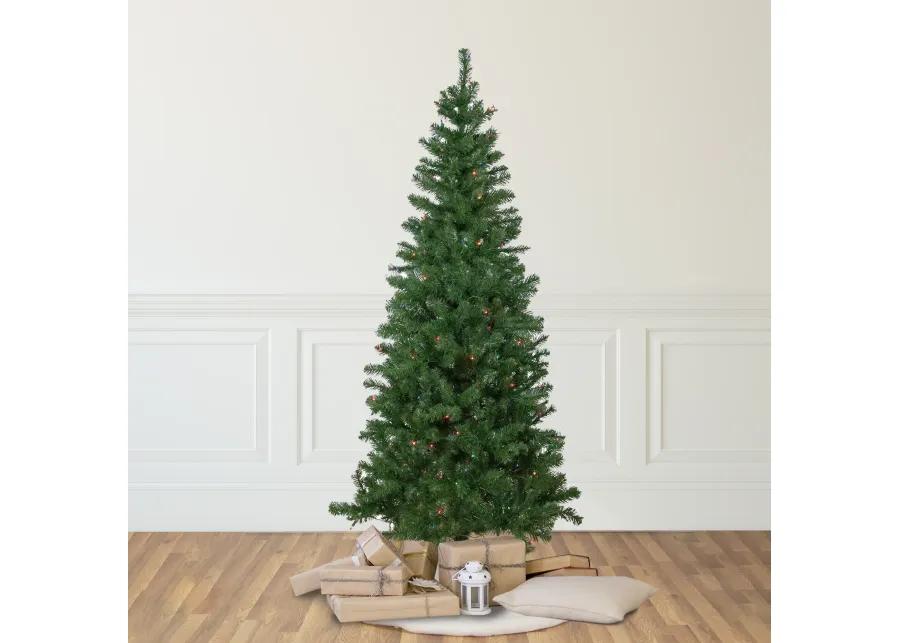 6' Pre-Lit Wilson Pine Slim Artificial Christmas Tree  Multi Lights