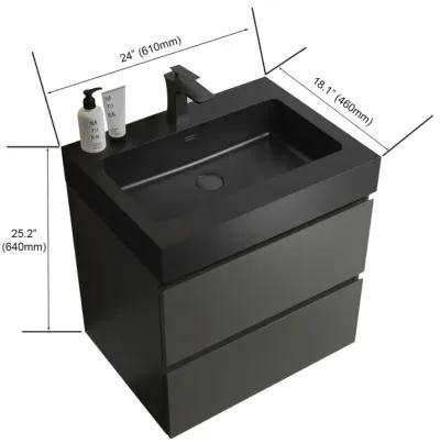 1-Piece Gray Bathroom Vanity with Large Storage