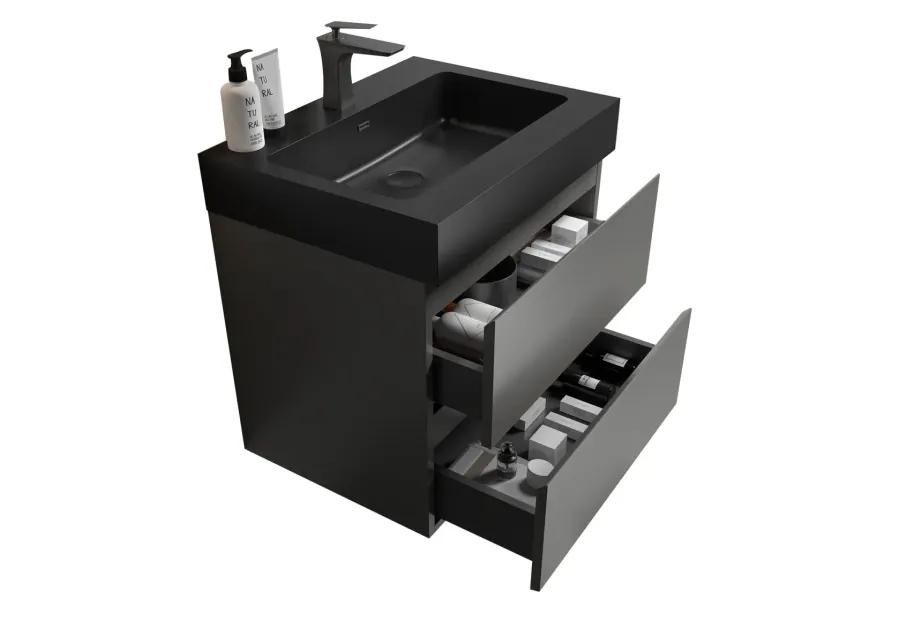 1-Piece Gray Bathroom Vanity with Large Storage