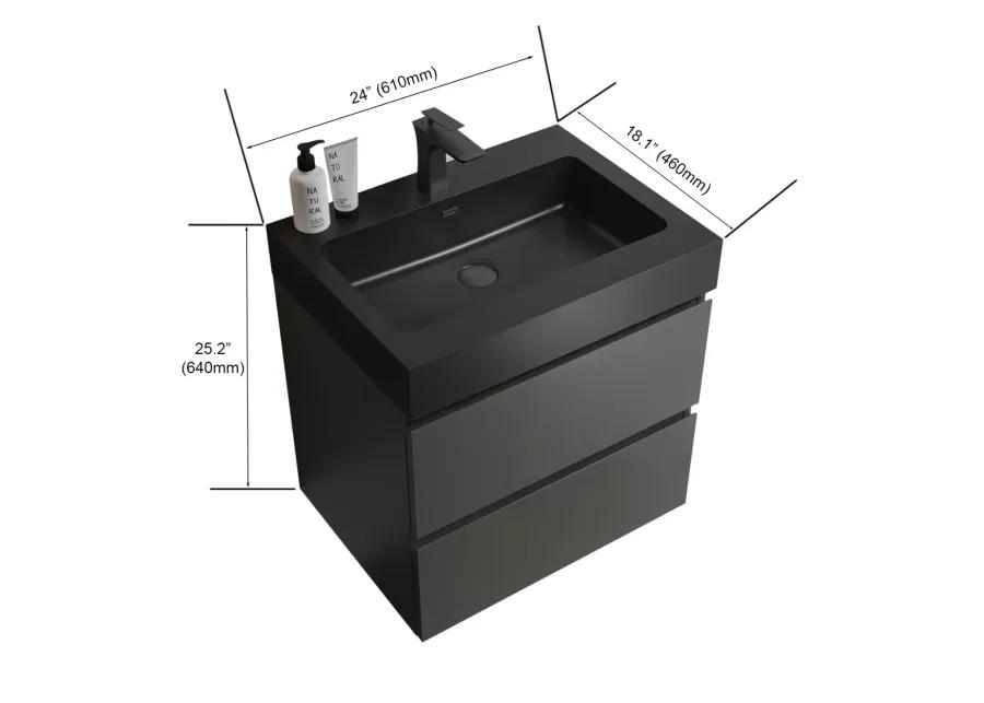 1-Piece Gray Bathroom Vanity with Large Storage