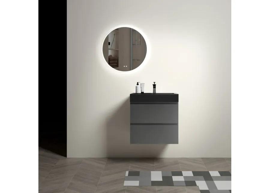 1-Piece Gray Bathroom Vanity with Large Storage