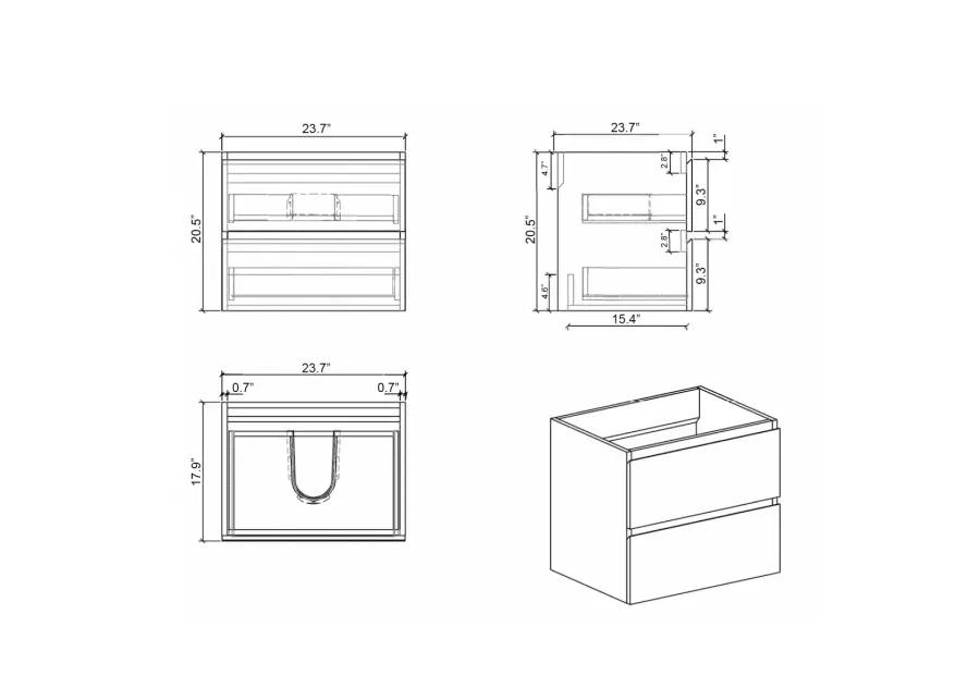 1-Piece Gray Bathroom Vanity with Large Storage