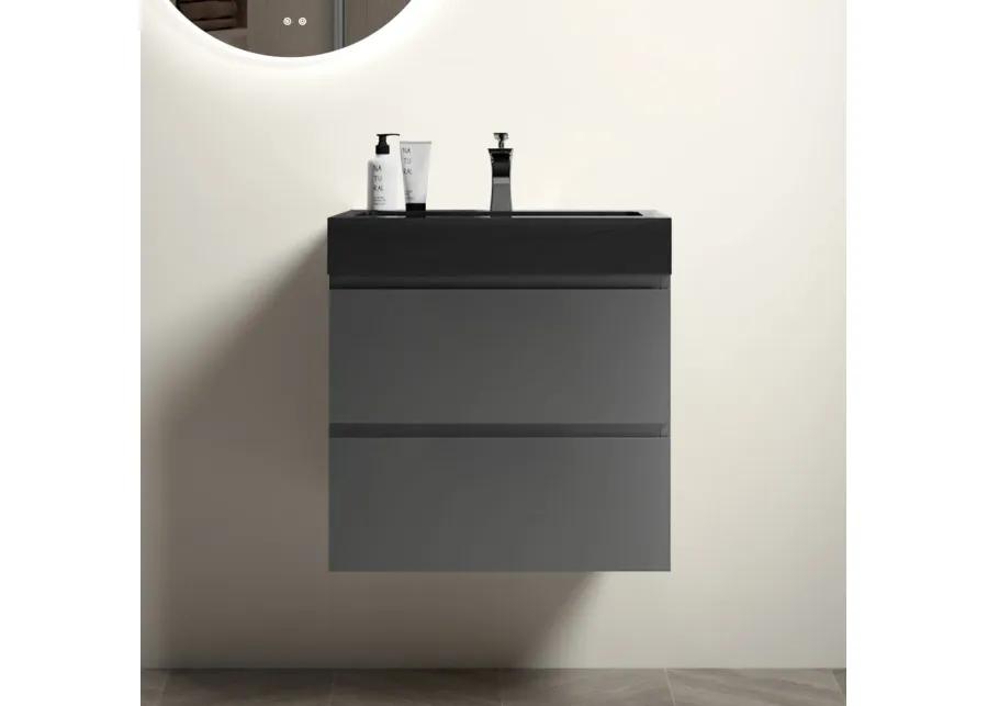 1-Piece Gray Bathroom Vanity with Large Storage