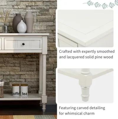 Daisy Series Console Table Traditional Design with Two Drawers and Bottom Shelf