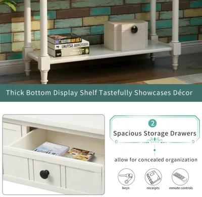 Daisy Series Console Table Traditional Design with Two Drawers and Bottom Shelf