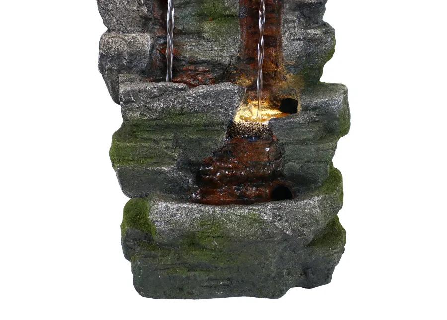 Sunnydaze Towering Cave Polyresin Indoor Water Fountain with LED - 14 in