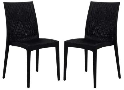 LeisureMod Weave Mace Indoor/Outdoor Dining Chair (Armless), Set of 2