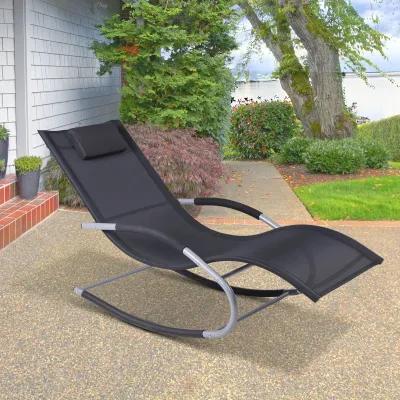 Ultimate Black Lounger: Zero Gravity Rocker with Removable Pillow