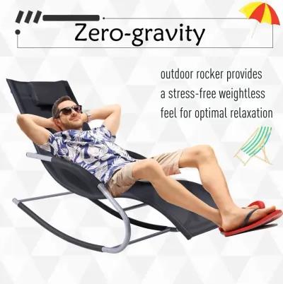 Ultimate Black Lounger: Zero Gravity Rocker with Removable Pillow