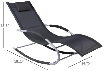 Ultimate Black Lounger: Zero Gravity Rocker with Removable Pillow