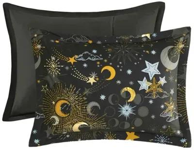 Gracie Mills Dervan Celestial Dreams Starry Sky Metallic Comforter Set with Enchanting Throw Pillow