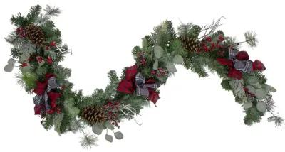 6' x 12" Dual Plaid and Berries Artificial Christmas Garland - Unlit