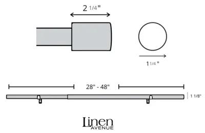 Linen Avenue Wood Cylinder Single Window Curtain Rod Set