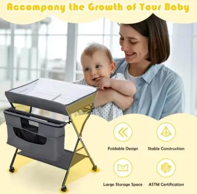 Hivvago Portable Adjustable Height Newborn Nursery Organizer with Wheel