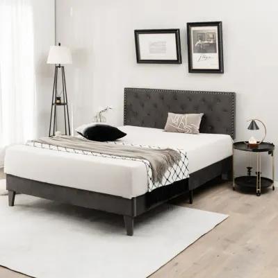 Upholstered Platform Bed with Tufted Headboard-Full Size