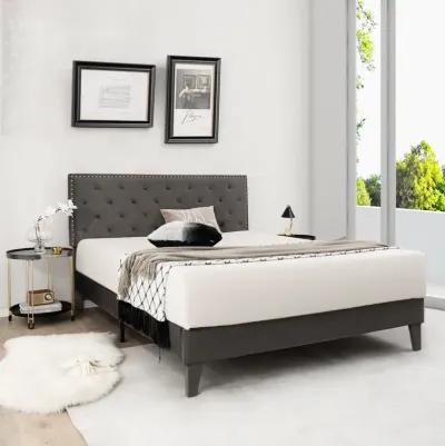 Upholstered Platform Bed with Tufted Headboard-Full Size