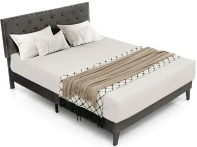 Upholstered Platform Bed with Tufted Headboard-Full Size