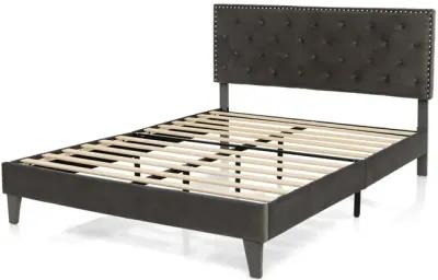 Upholstered Platform Bed with Tufted Headboard-Full Size