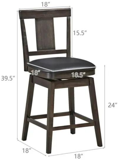 Hivvago 24/29 Inch 360 Degree Swivel Classic Wooden Counter Height Bar Stool