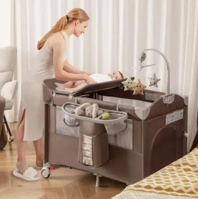 Hivvago 5-in-1 Portable Baby Beside Bassinet with Diaper Changer