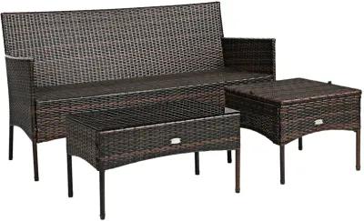 3 Pieces Patio Furniture Conversation Sets with 5 Cozy Cushions