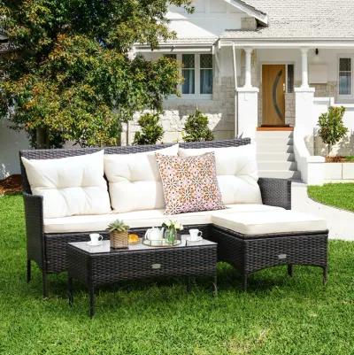 3 Pieces Patio Furniture Conversation Sets with 5 Cozy Cushions