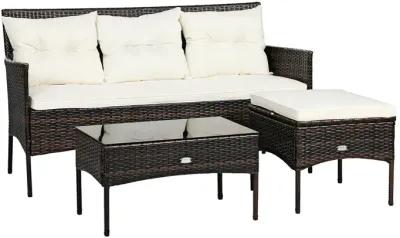 3 Pieces Patio Furniture Conversation Sets with 5 Cozy Cushions