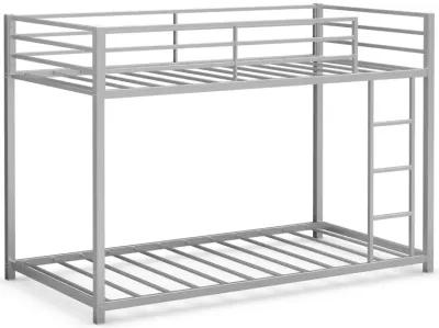 Sturdy Metal Bunk Bed Frame Twin Over Twin with Safety Guard Rails and Side Ladder