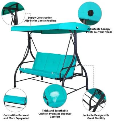 3 Seats Converting Outdoor Swing Canopy Hammock with Adjustable Tilt Canopy