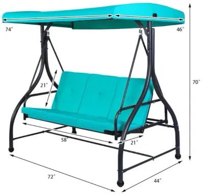 3 Seats Converting Outdoor Swing Canopy Hammock with Adjustable Tilt Canopy