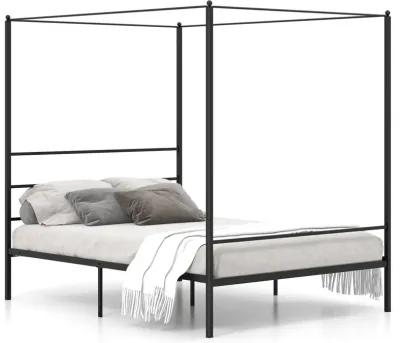 Queen Size Metal Canopy Bed Frame with Slat Support-Queen Size