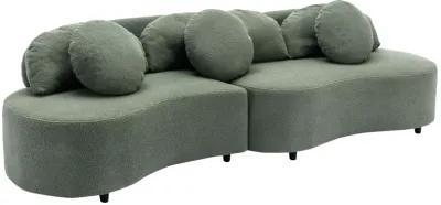 Merax Modern Curved Design Lamb Velvet Sofa