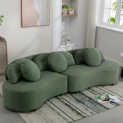 Merax Modern Curved Design Lamb Velvet Sofa