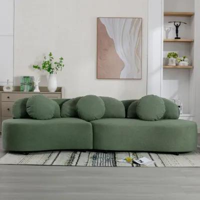 Merax Modern Curved Design Lamb Velvet Sofa