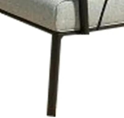 Rain 33 Inch Patio Side Chair, Armless, Sectional, Black Metal, Gray Fabric - Benzara