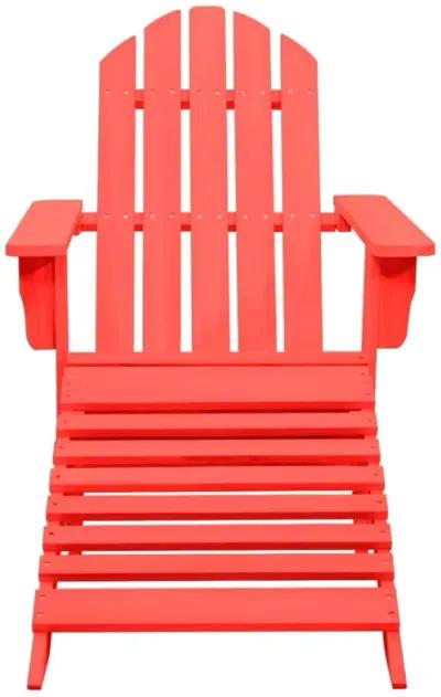 vidaXL Solid Fir Wood Adirondack Patio Chair with Detachable Ottoman, Red - Classy, Comfortable Outdoor Seating