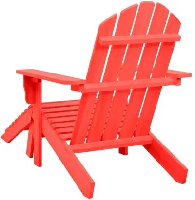 vidaXL Solid Fir Wood Adirondack Patio Chair with Detachable Ottoman, Red - Classy, Comfortable Outdoor Seating