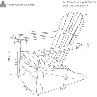 Sunnydaze Set of 2 Adirondack Chairs with Drink Holder