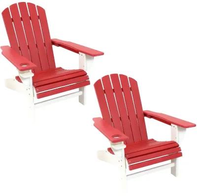 Sunnydaze Set of 2 Adirondack Chairs with Drink Holder