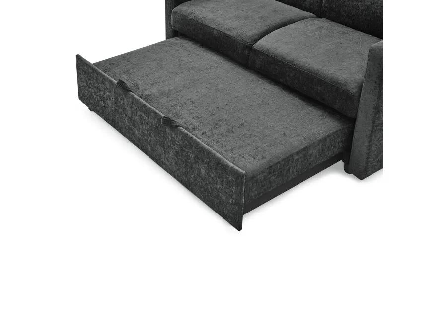 Merax Chenille Loveseats Sofa with Pull-out Bed