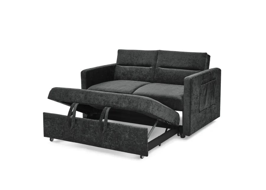 Merax Chenille Loveseats Sofa with Pull-out Bed